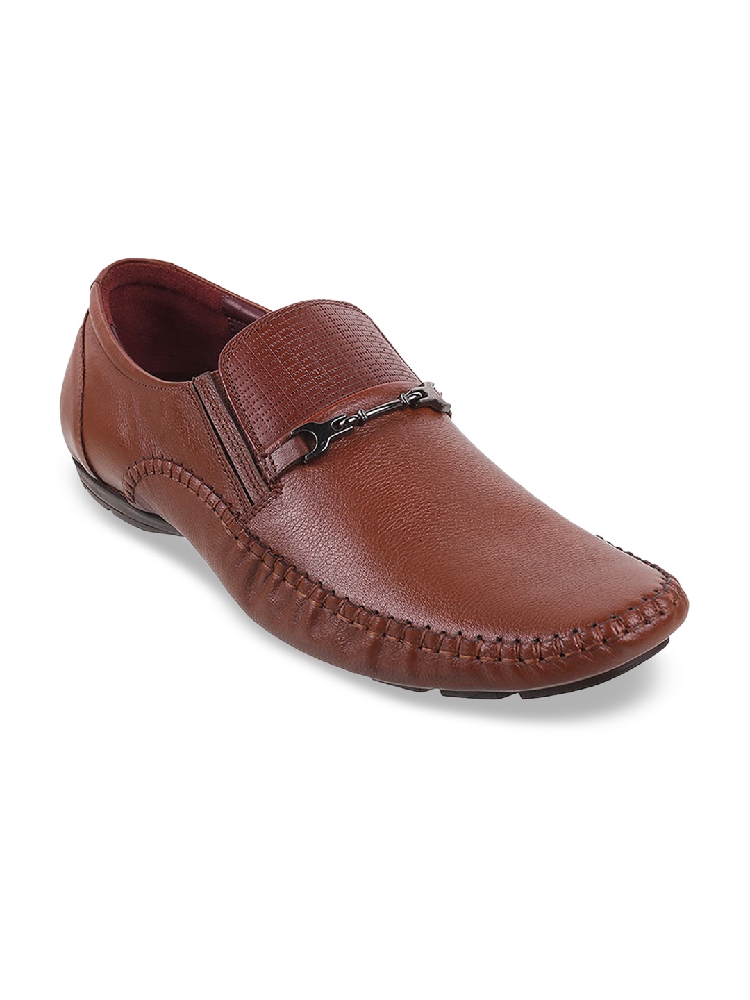 

Mochi Men Tan Textured Leather Slip-On Sneakers