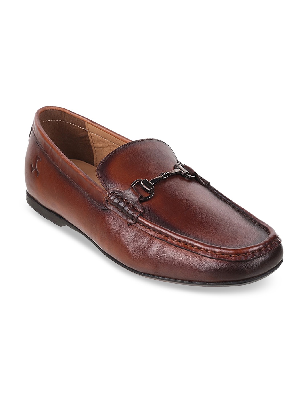 

Mochi Men Tan Textured Loafers