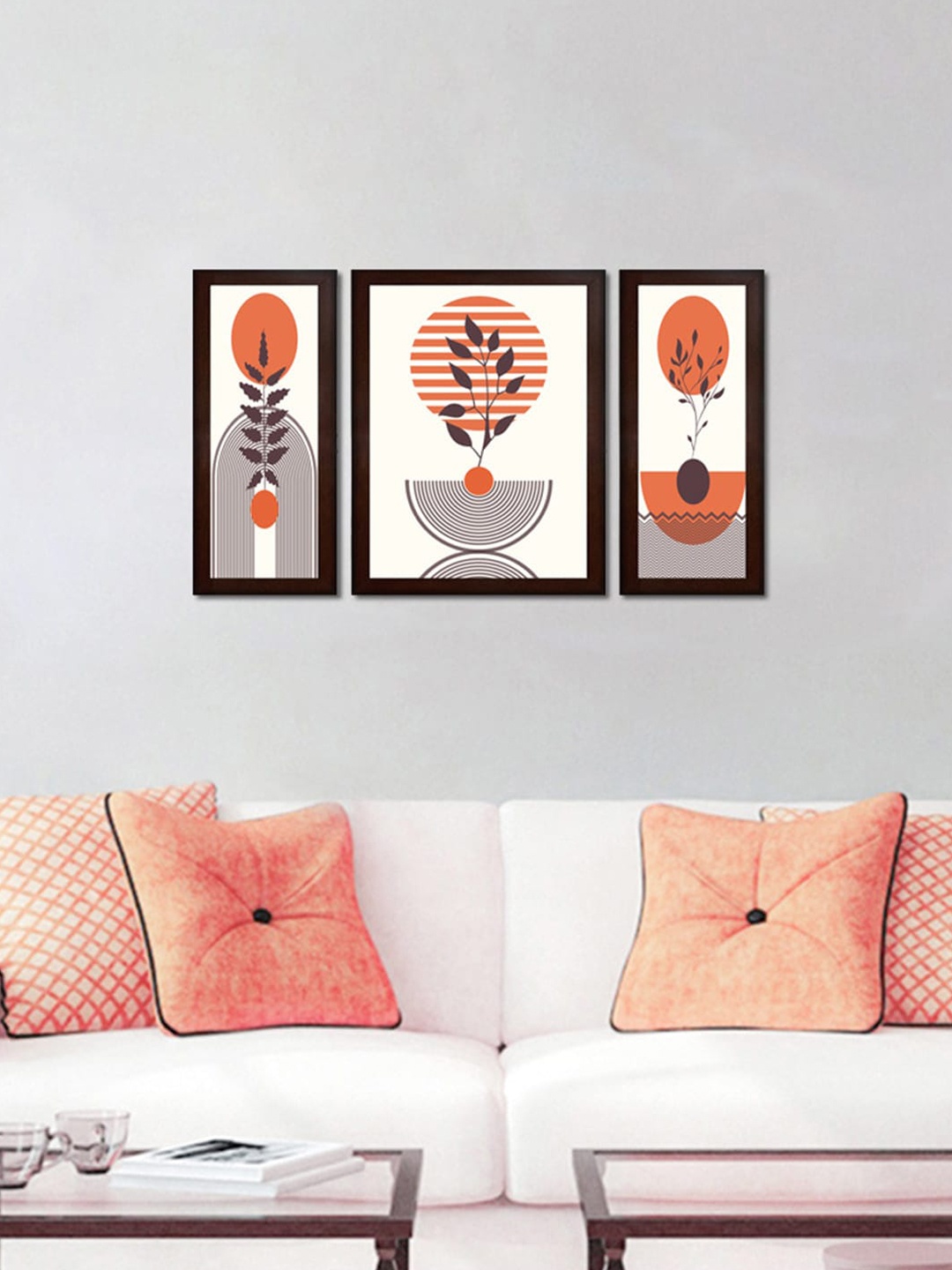 

WENS Set Of 3 Floral Art Framed Painting Wall Art, White