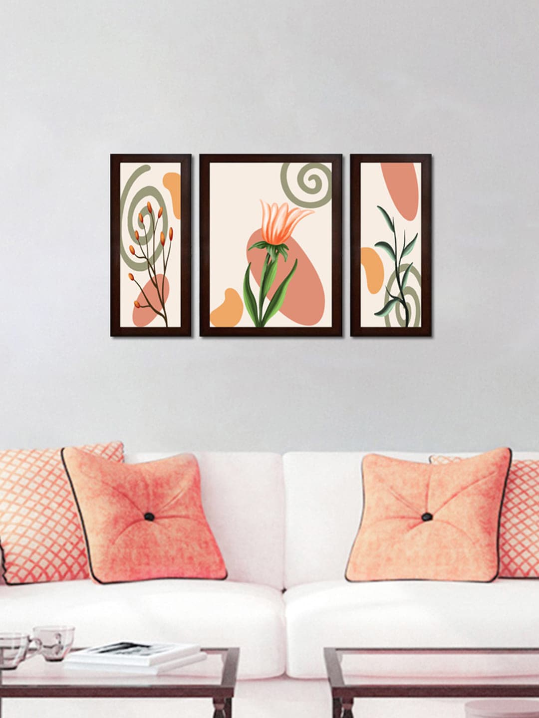 

WENS Set Of 3 Floral Art' Framed Painting Wall Art, Beige