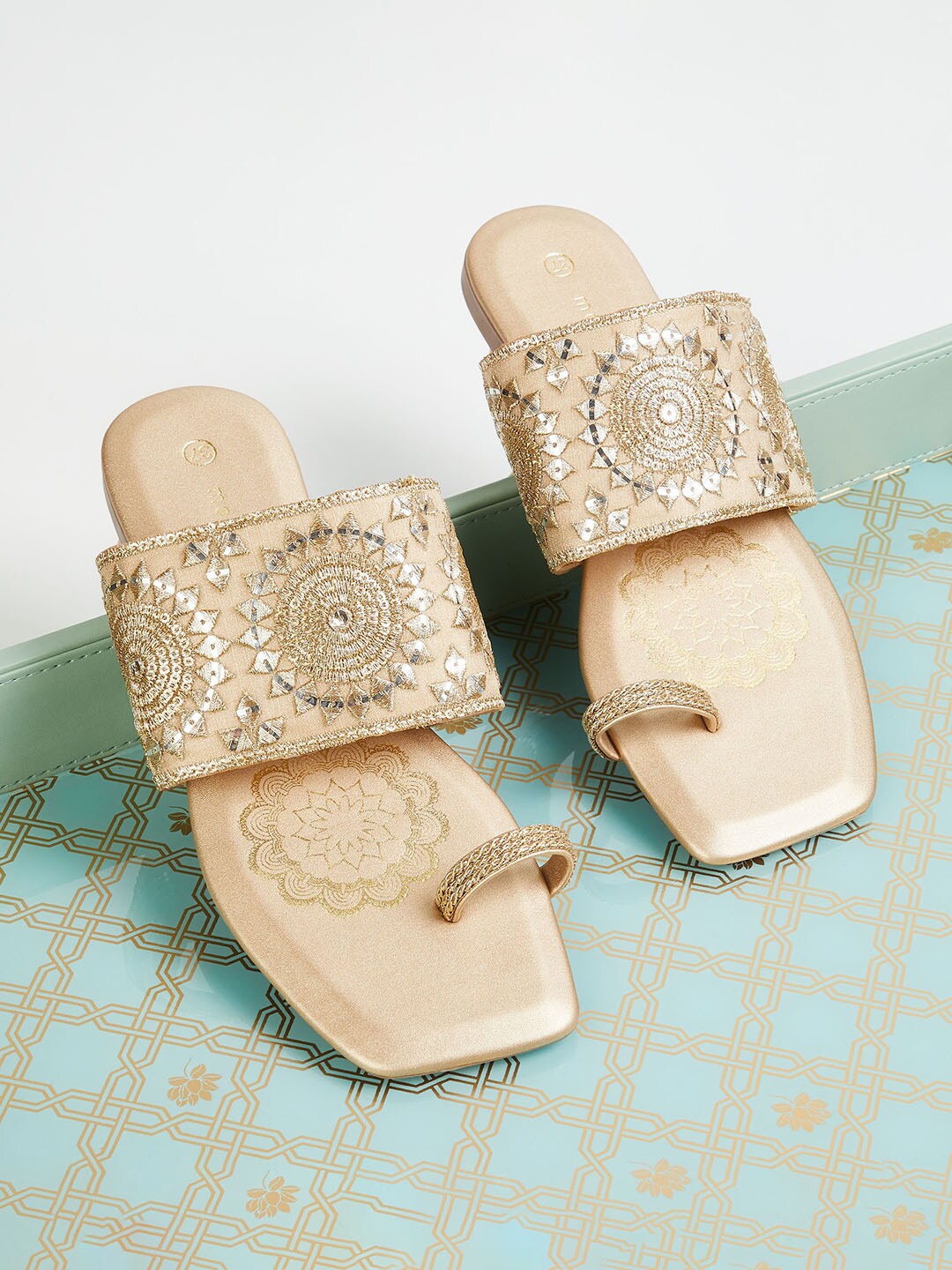 

Melange by Lifestyle Women Gold-Toned Embellished Ethnic Flats