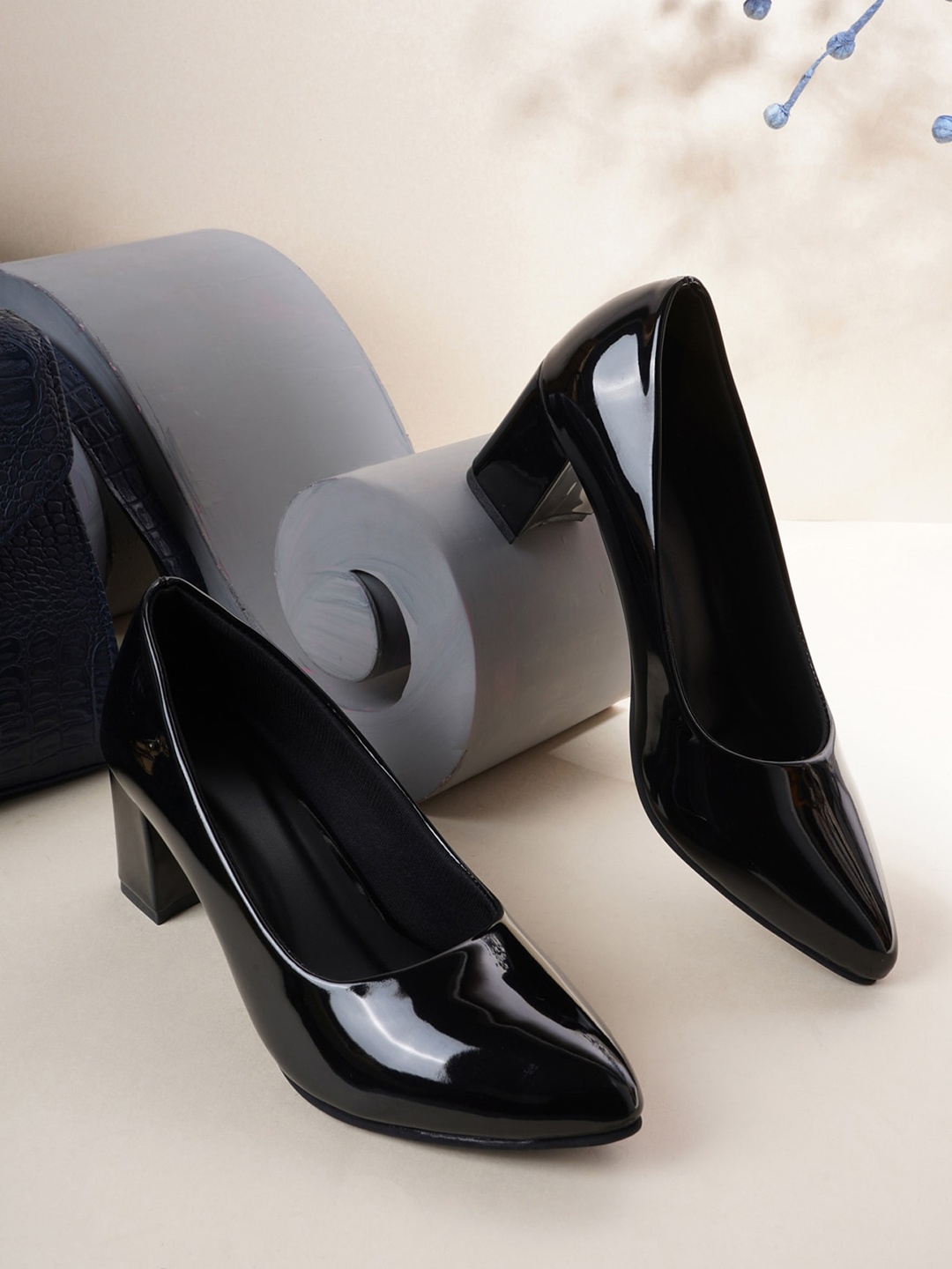 SAPATOS Women Black Party Block Pumps