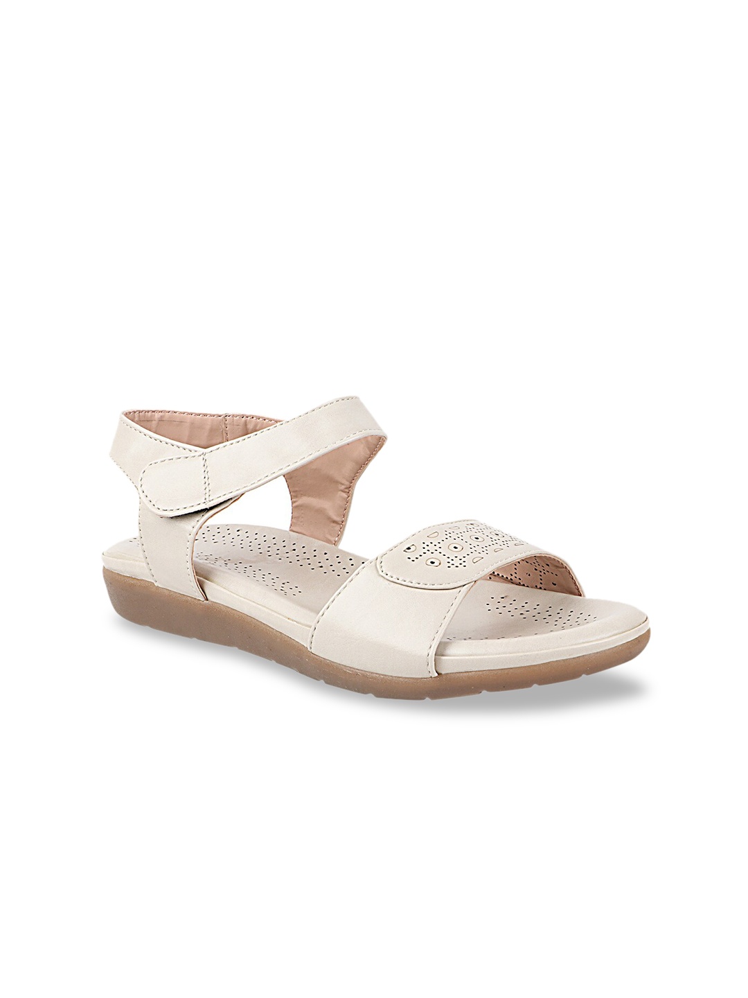 

THE WHITE POLE Women Cream Open Toe Flats