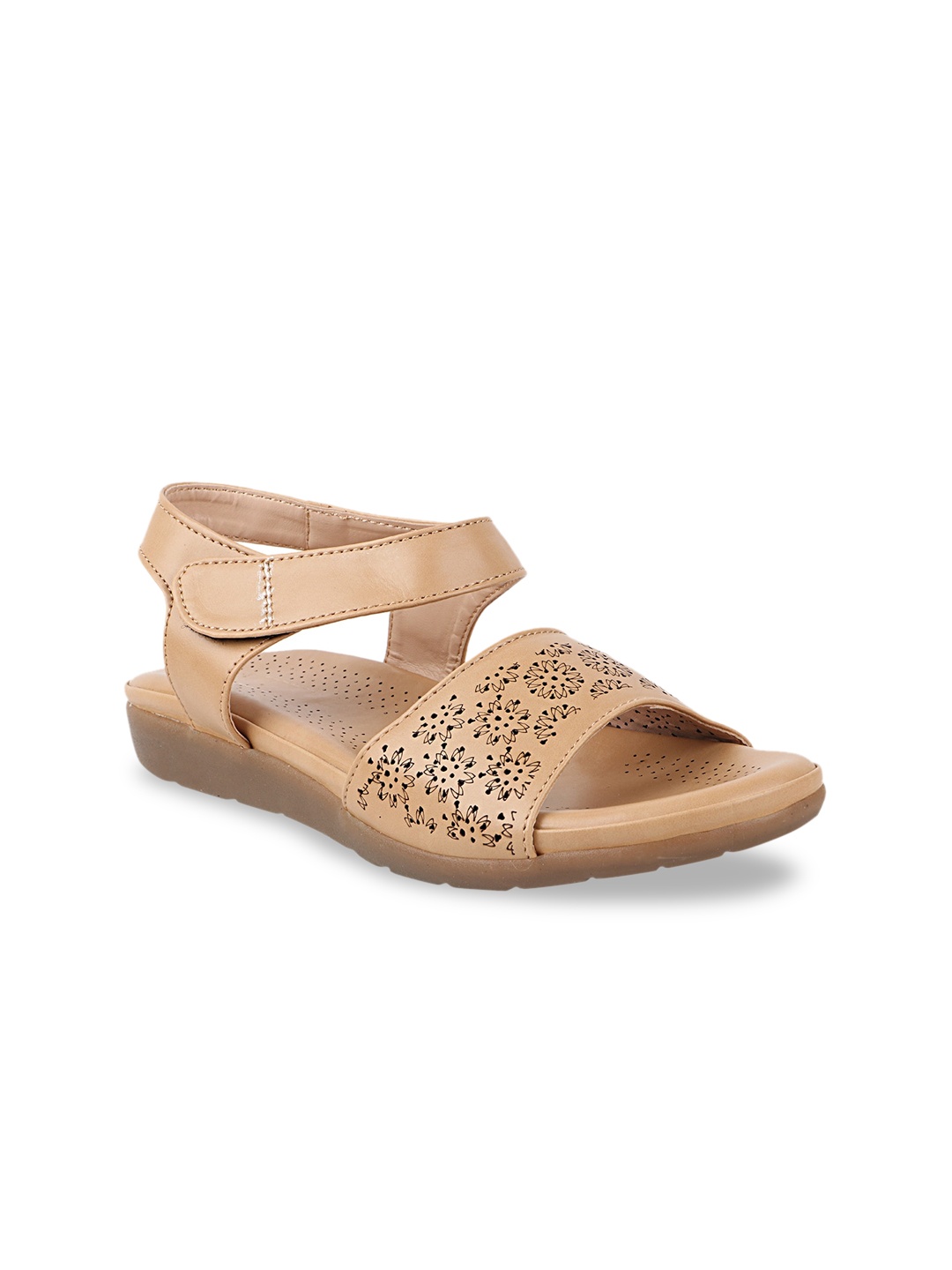 THE WHITE POLE Women Beige Ethnic Laser Cuts Flats