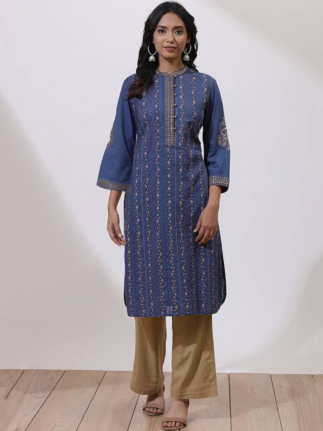 

Lakshita Women Blue Ethnic Motifs Printed Kurta