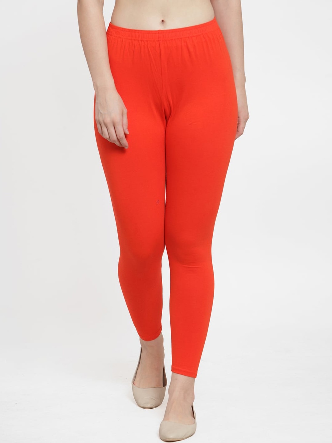 

GRACIT Women Orange Solid Ankle-Length Leggings