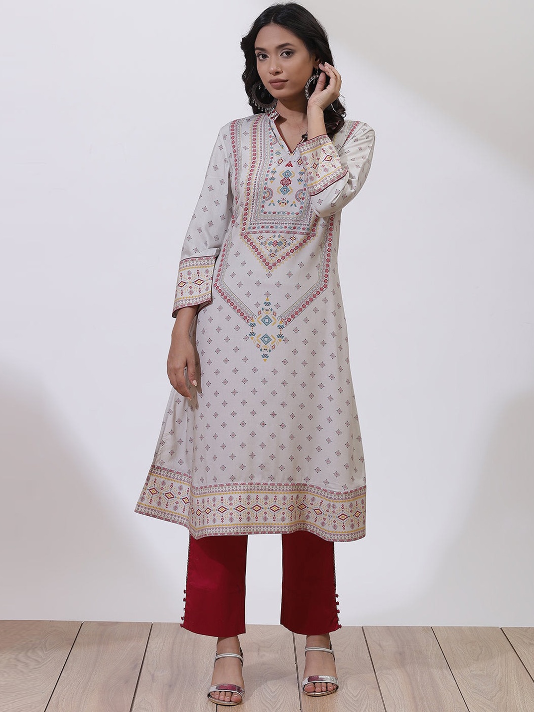 Lakshita Women Grey Ethnic Motifs A-line Kurta