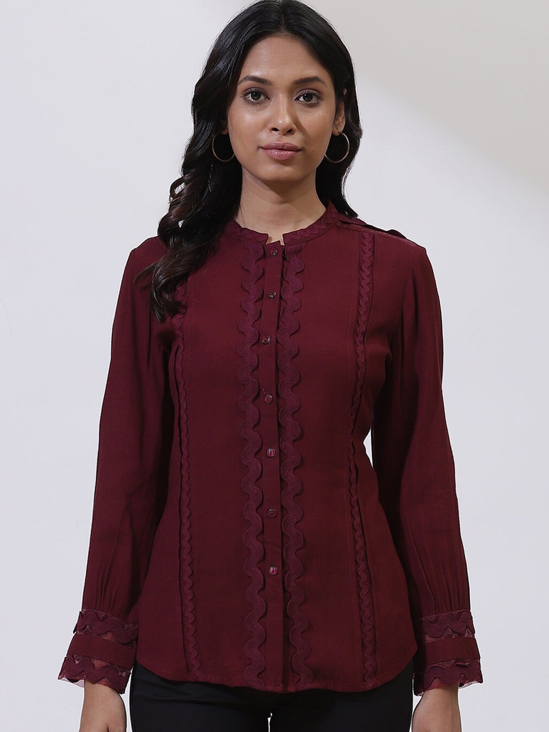 

Lakshita Maroon Shirt Style Top