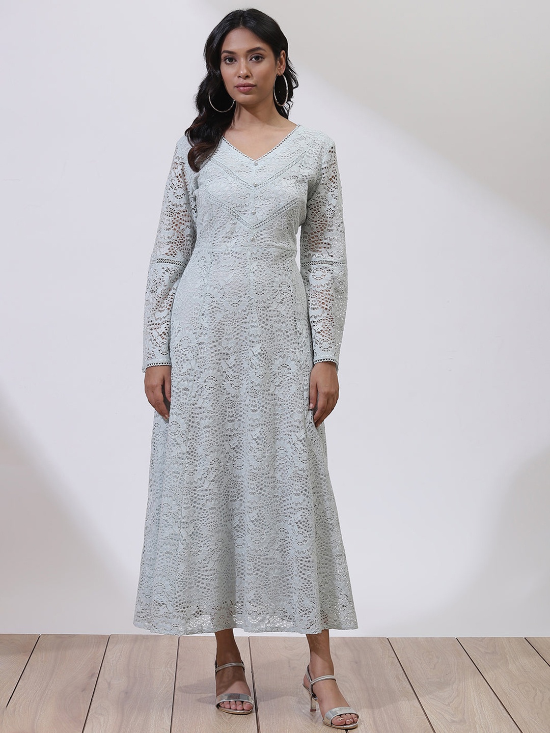 

Lakshita Women Blue Lace Maxi Dress