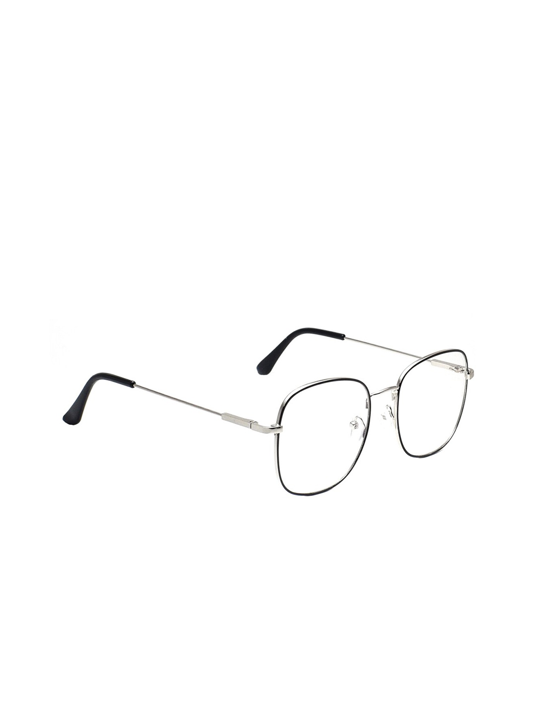 

Peter Jones Eyewear Unisex Black & Silver-Toned Full Rim Square Frames 9754BS