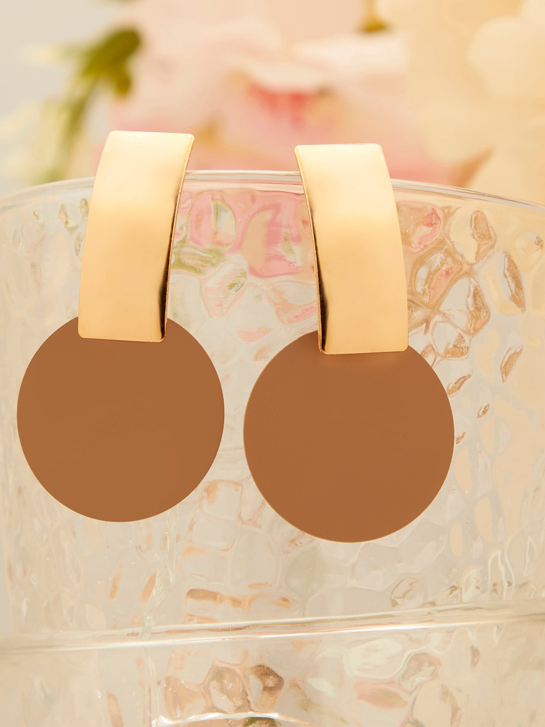 SOHI Gold-Toned Contemporary Drop Earrings