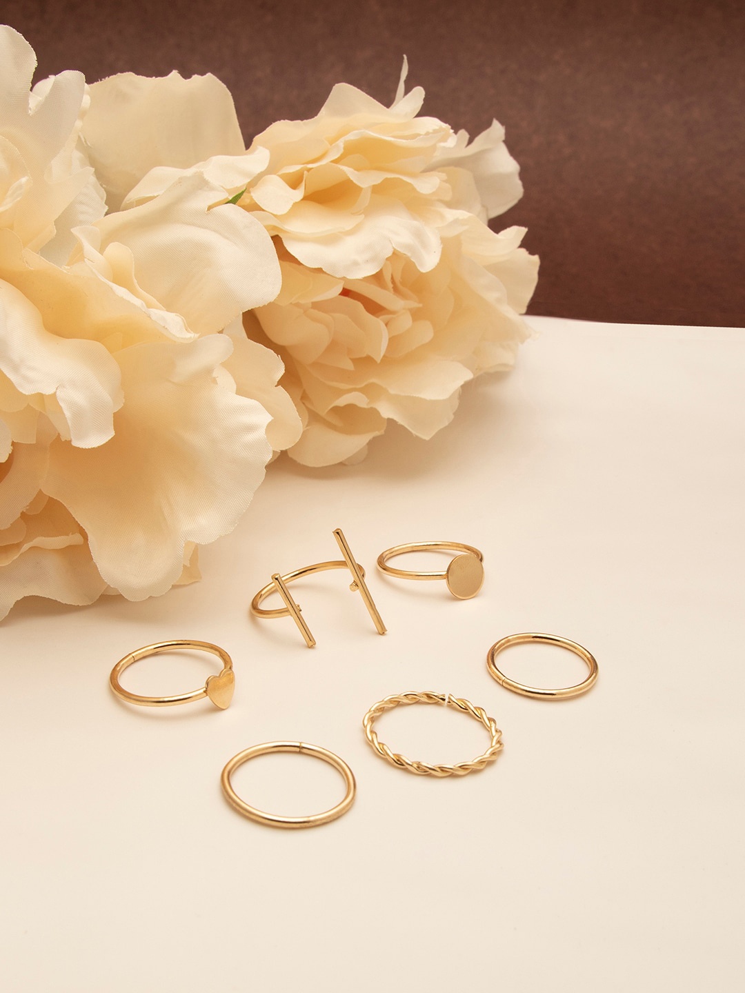SOHI Pack Of 6 Gold-Plated Adjustable Finger Rings