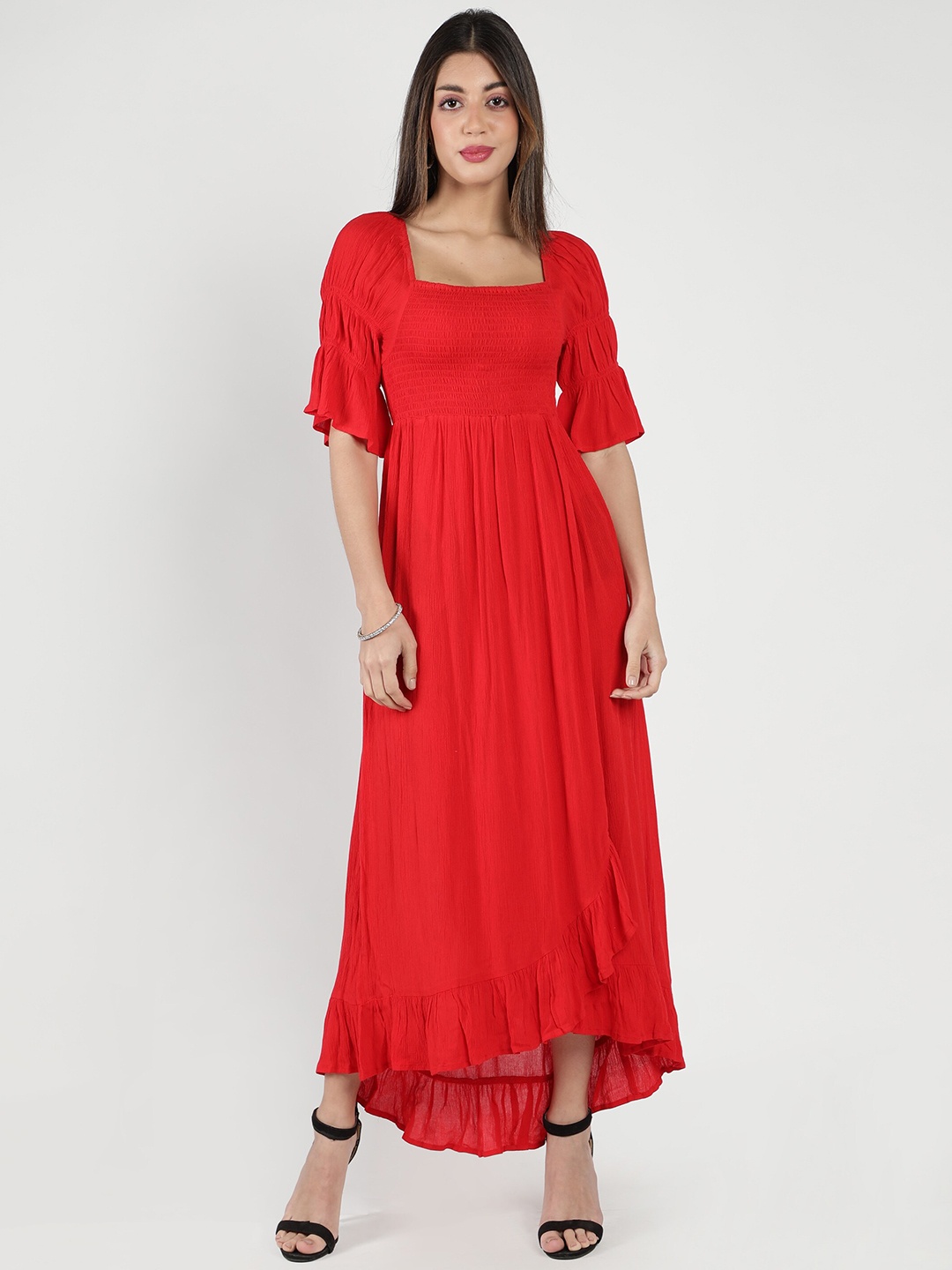 

DEBONATELLA Women Red Layered Crepe Maxi Dress