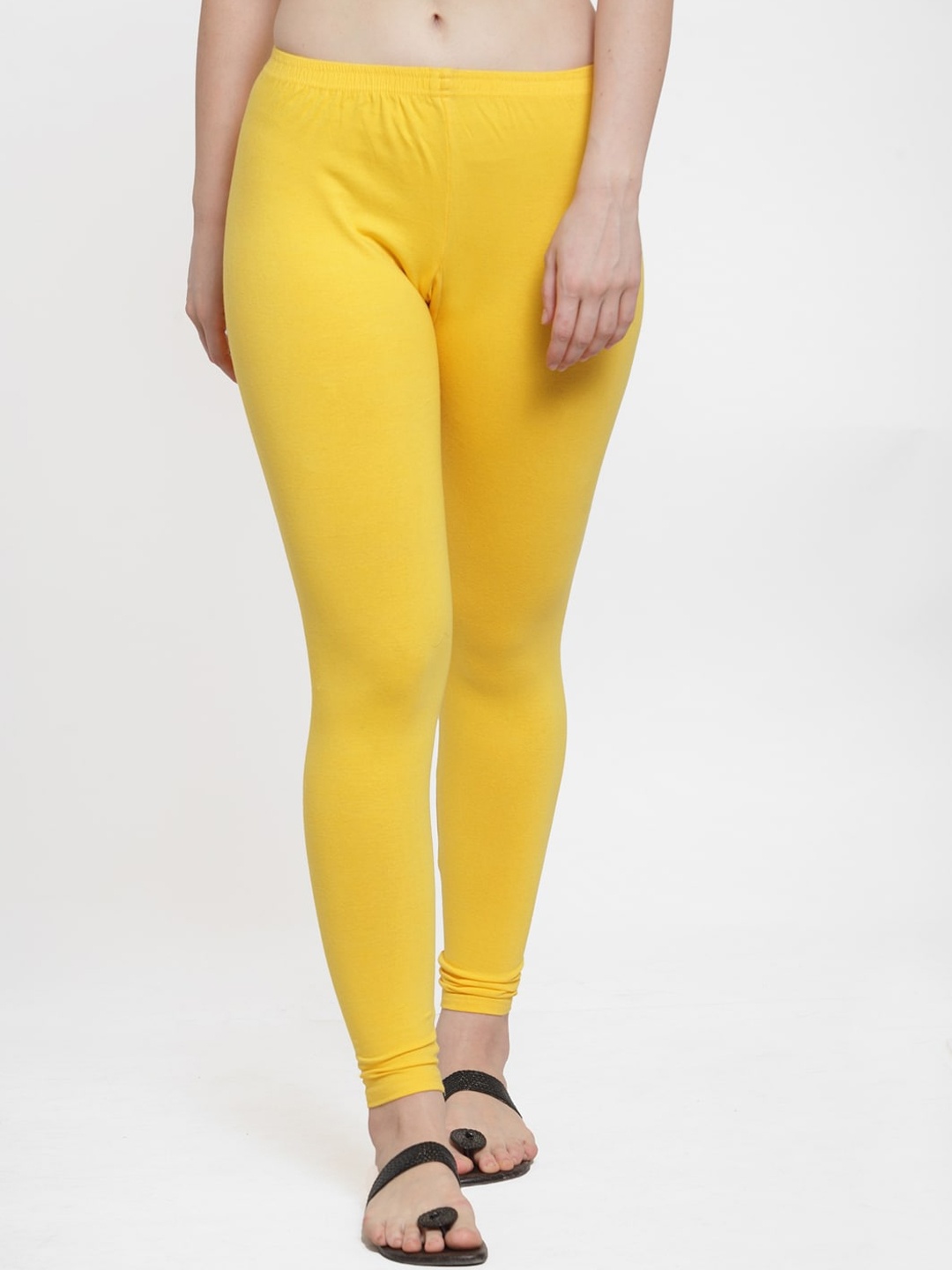 

Jinfo Women Yellow Solid Ankle-Length Leggings