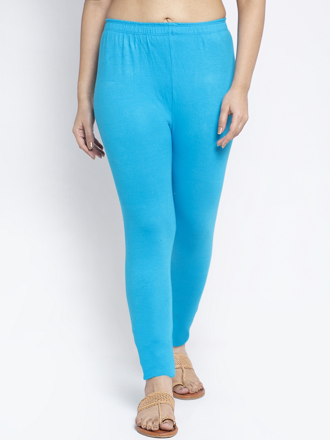 Jinfo Women Blue Solid Ankle-Length Leggings