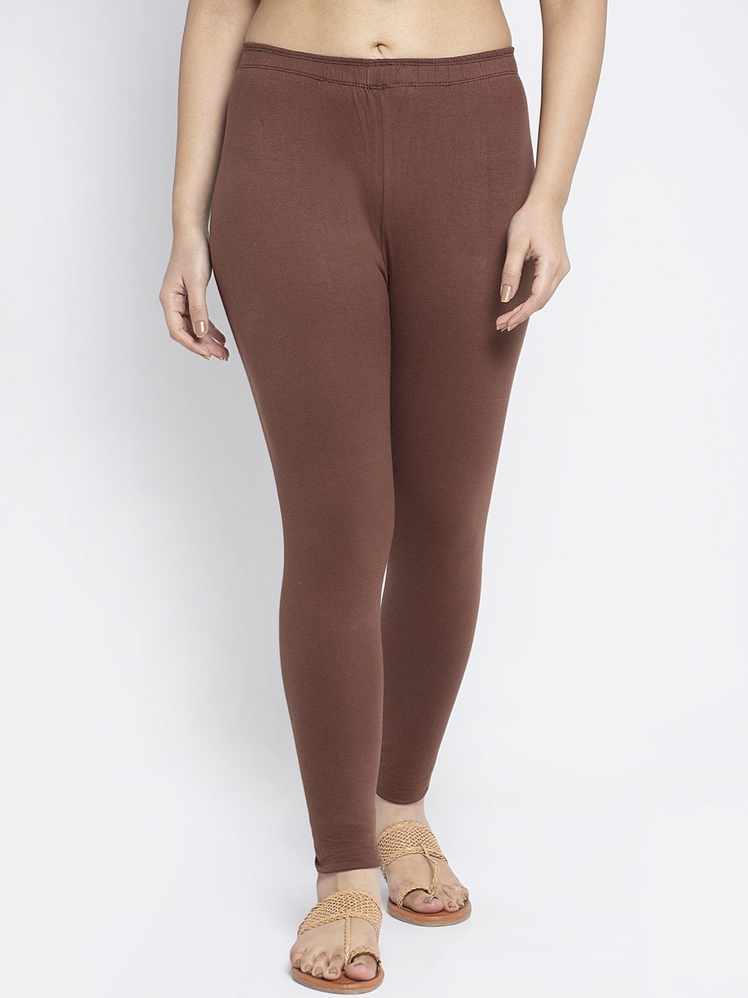 

Jinfo Women Brown Solid Cotton Leggings