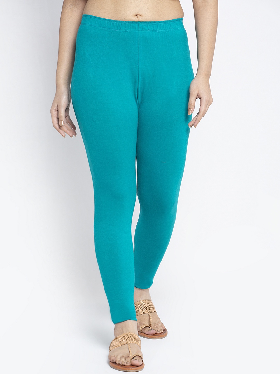 

Jinfo Women Blue Solid Cotton Leggings