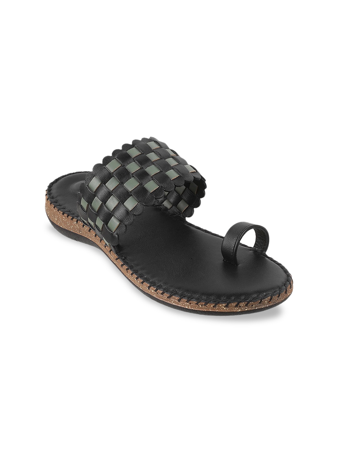 

Metro Women Black Woven Design One Toe Flats