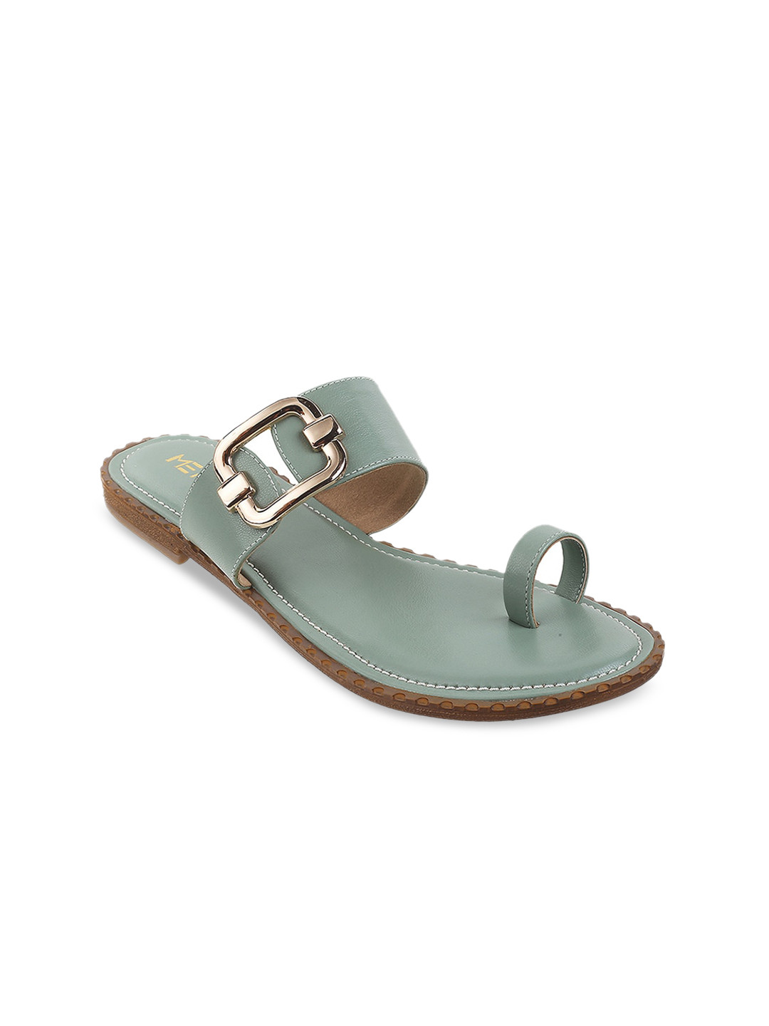 

Metro Women Green Buckles One Toe Flats