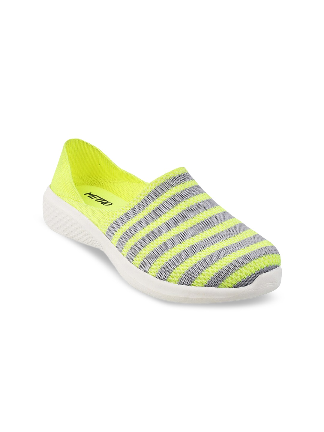 

Metro Women Green Woven Design Slip-On Sneakers