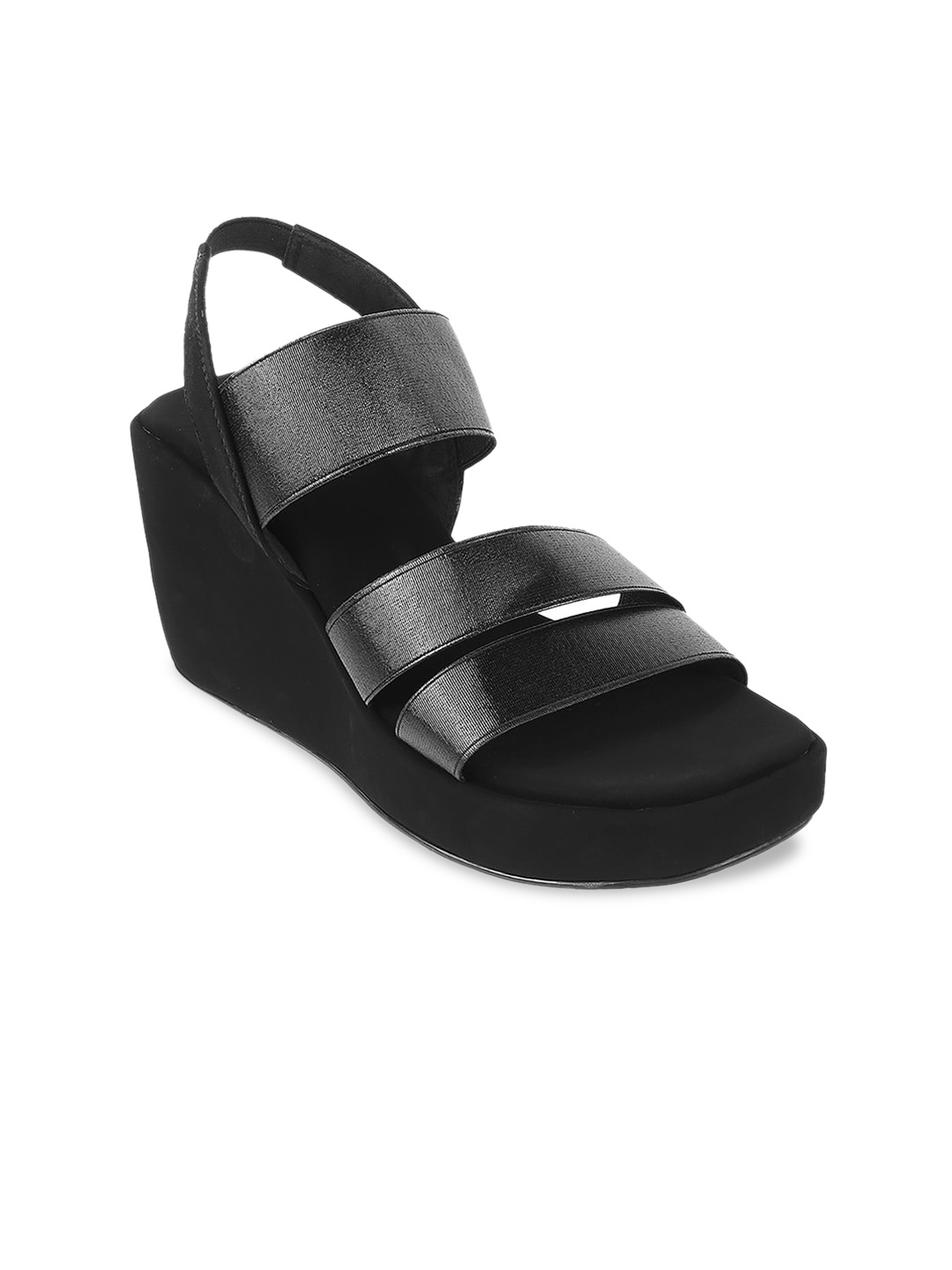 

Metro Black Textured Wedge Sandals
