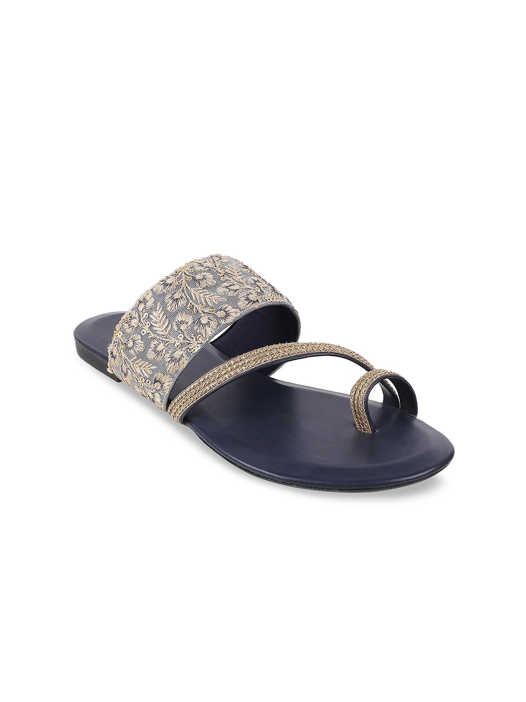 

Metro Women Blue Embellished Leather Party Flats