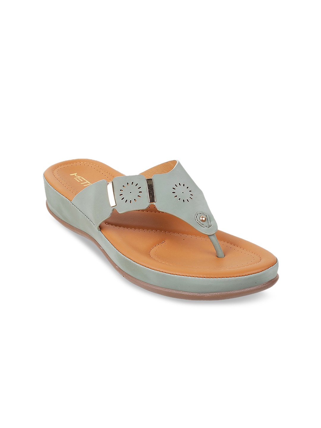 

Metro Green Comfort Sandals with Laser Cuts