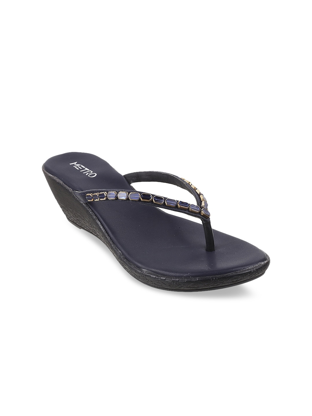 

Metro Blue Embellished Wedge Sandals