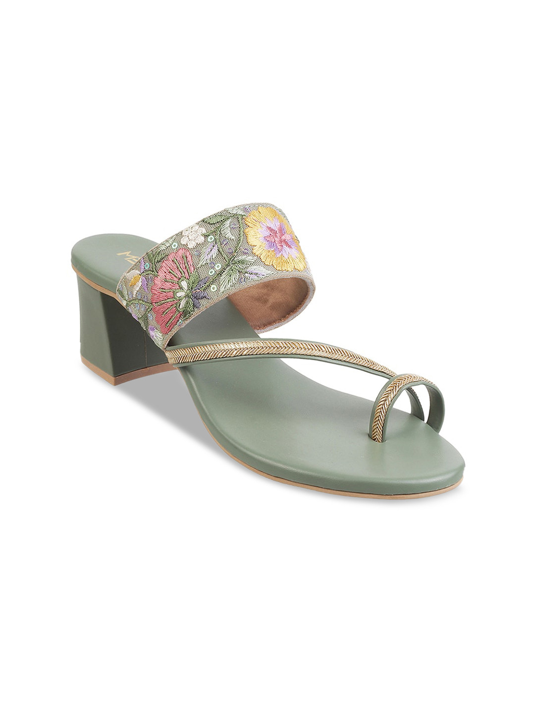 

Metro Green Embellished Party Block Sandals