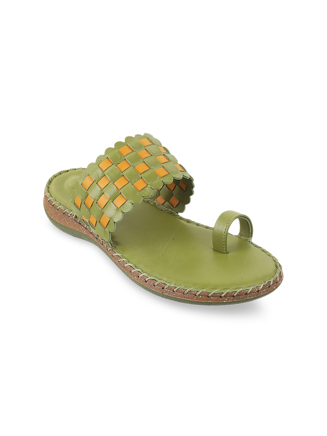 

Metro Women Green Woven Design One Toe Flats
