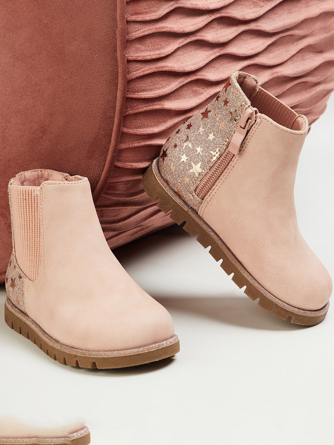 

Fame Forever by Lifestyle Kids-Girls Peach Printed Boot Shoes, Pink
