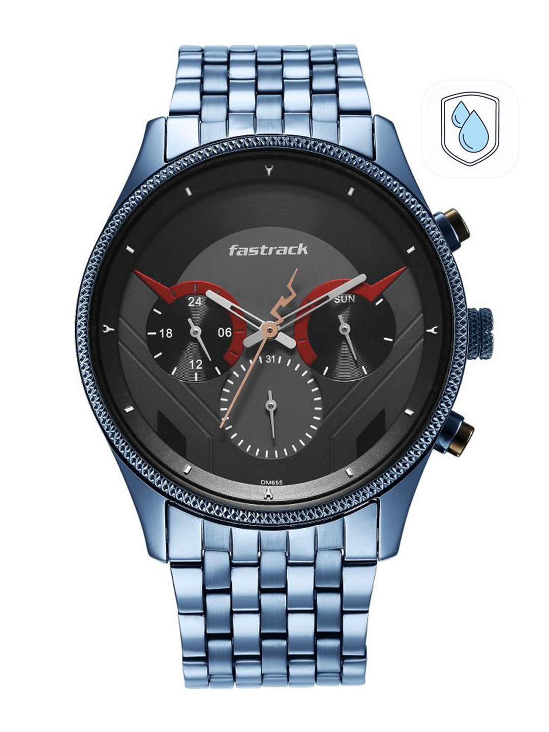 

Fastrack Men Brass Dial & Bracelet Style Straps Analogue Watch 3286KM03, Blue