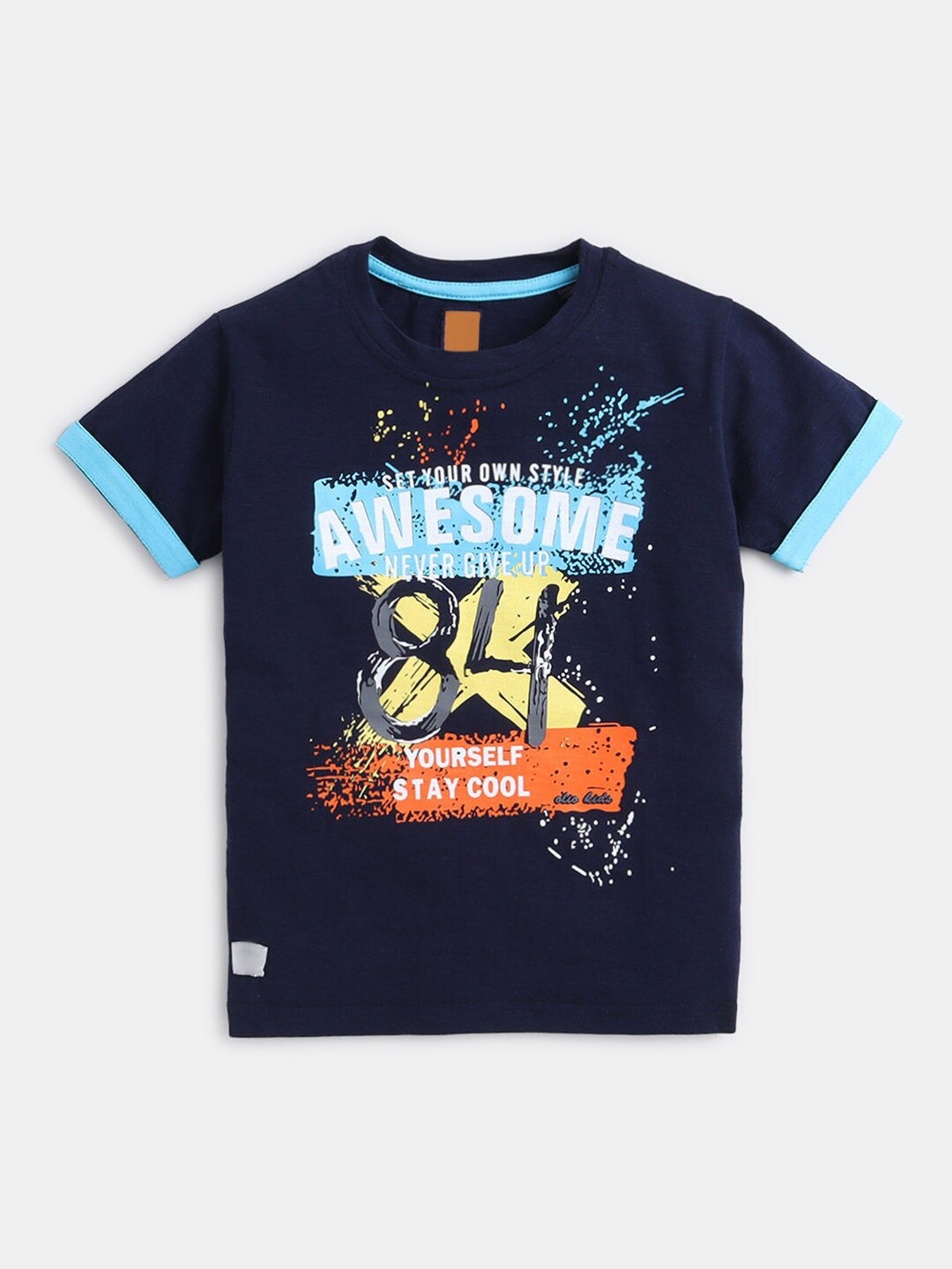 

Hopscotch Boys Navy Blue Printed T-shirt