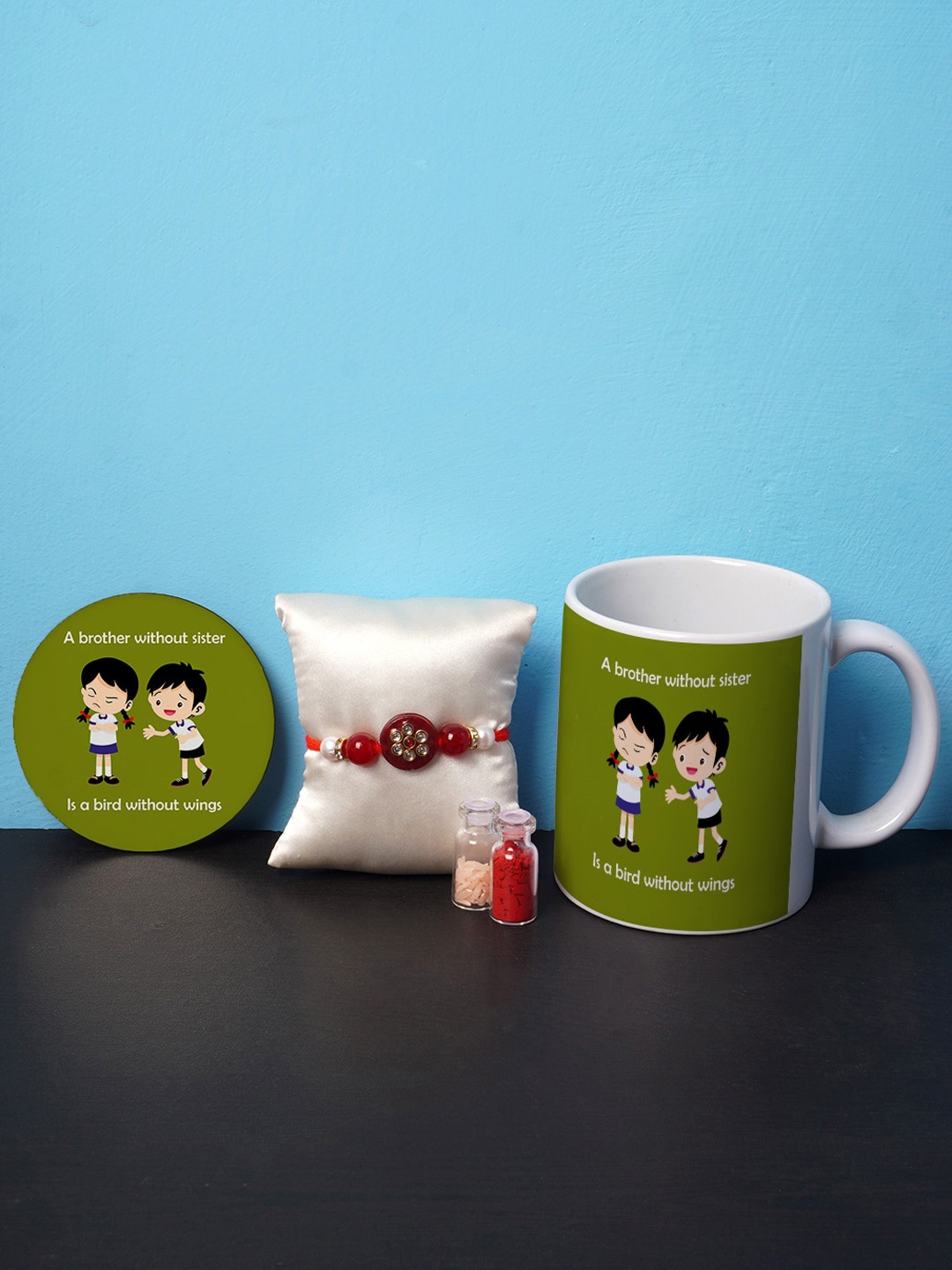 

Crazy Corner Green & Red Rakhi Gift Set