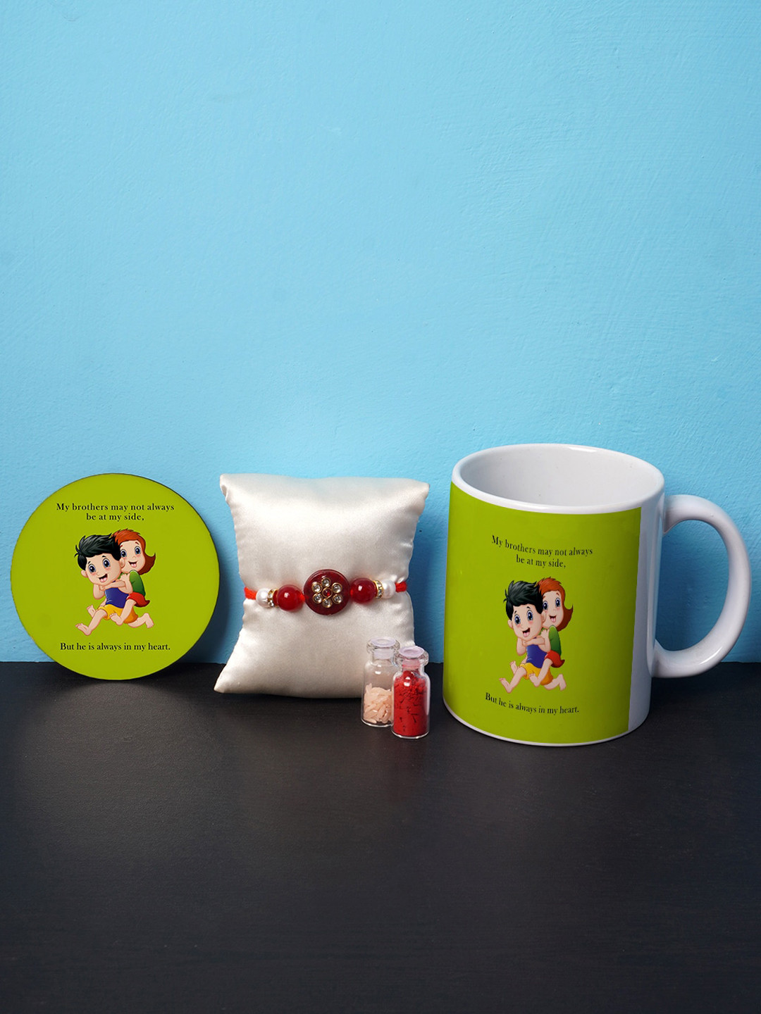 

Crazy Corner Green Rakhi Gift Set