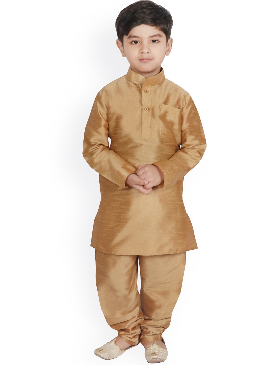 

SG YUVRAJ Boys Gold-Toned Raw Silk Kurta with Pyjamas