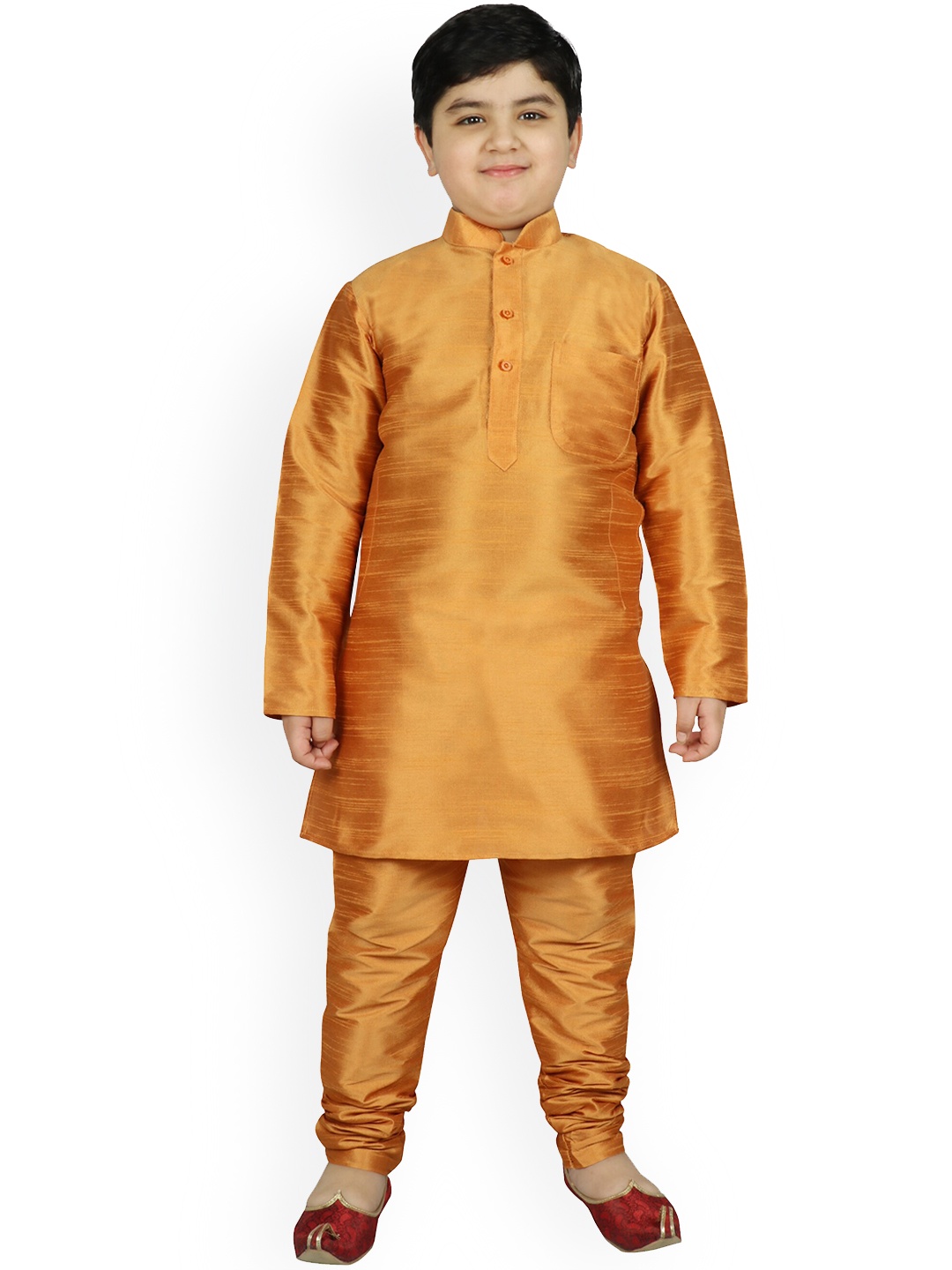 

SG YUVRAJ Boys Mustard Yellow Raw Silk Kurta with Pyjamas