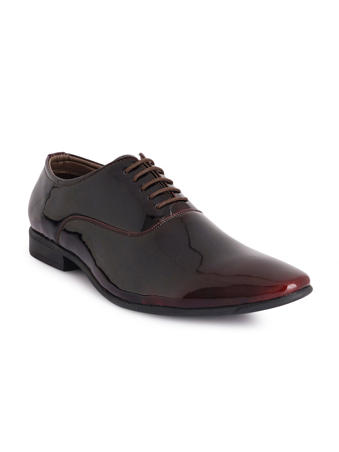 

Style Shoes Men Maroon PU Patent Formal Derbys