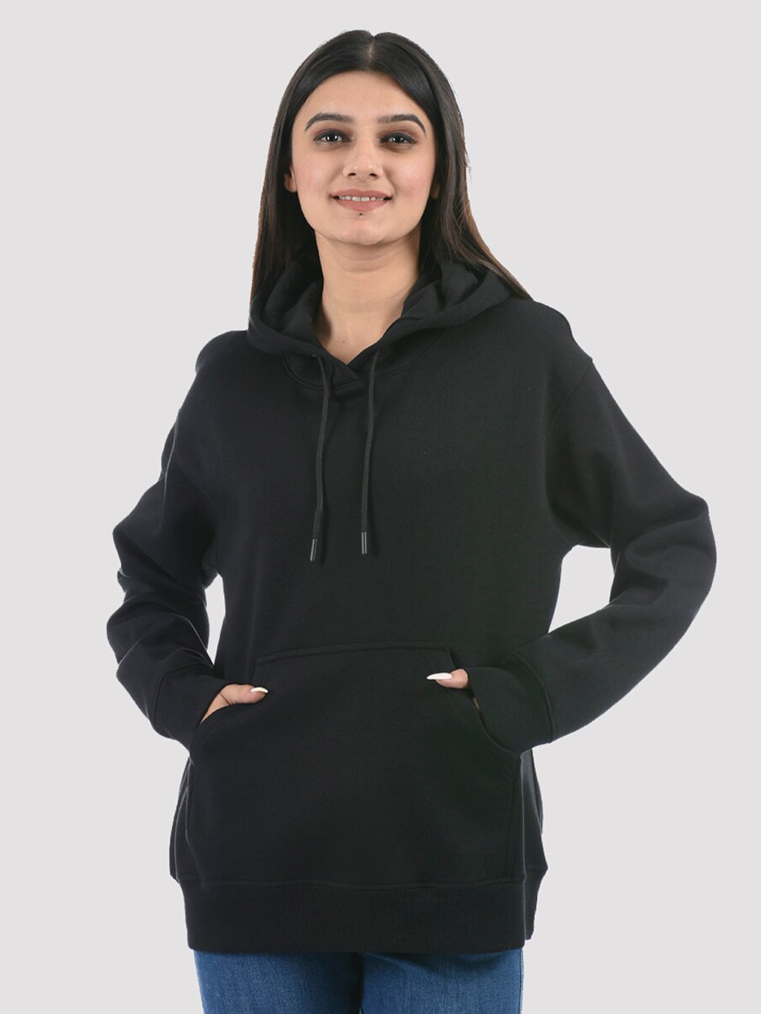 

ONEWAY Women Black Hooded Sweatshirt