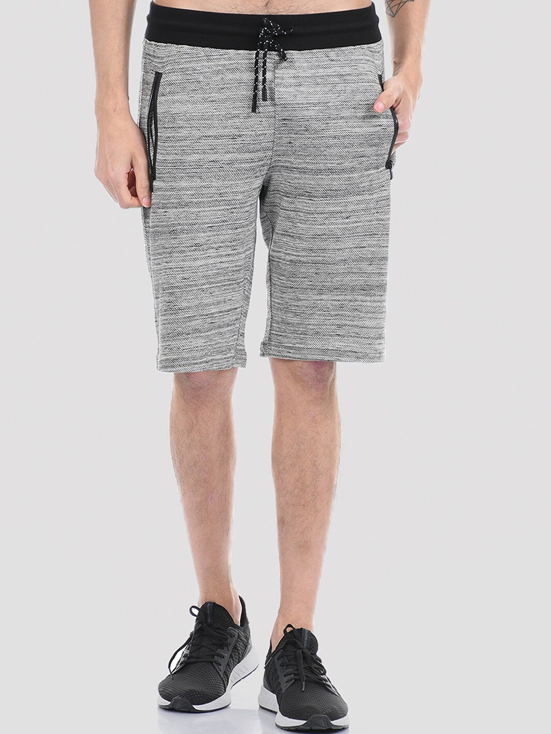 

ONEWAY Men Grey Melange & Black Sports Shorts