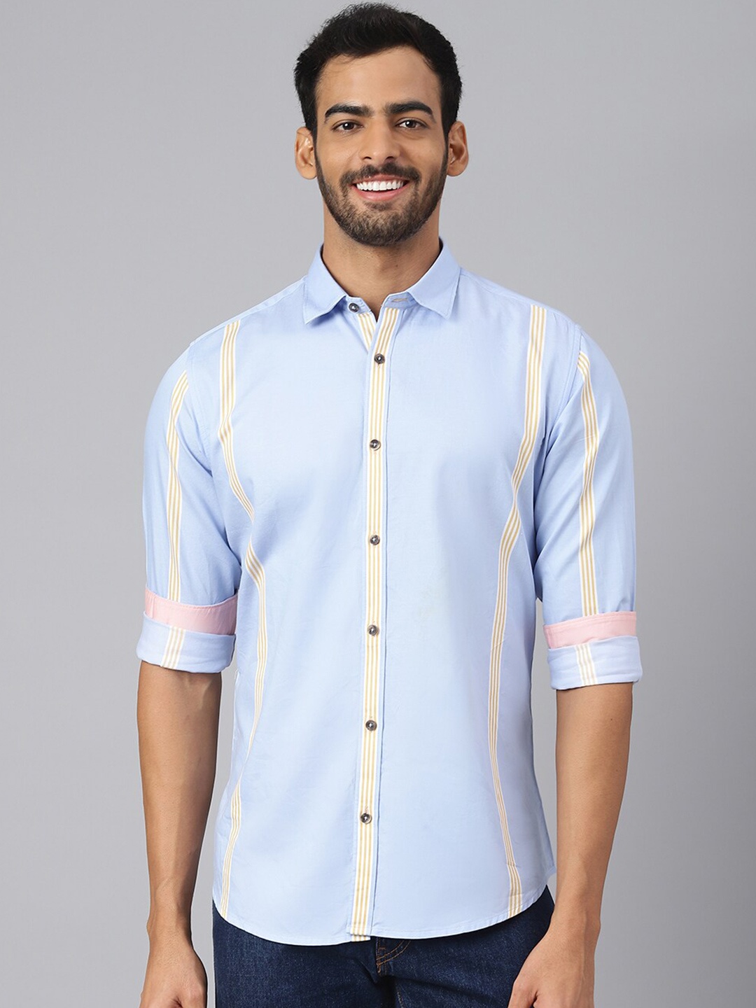 

MR BUTTON Men Blue Slim Fit Casual Shirt