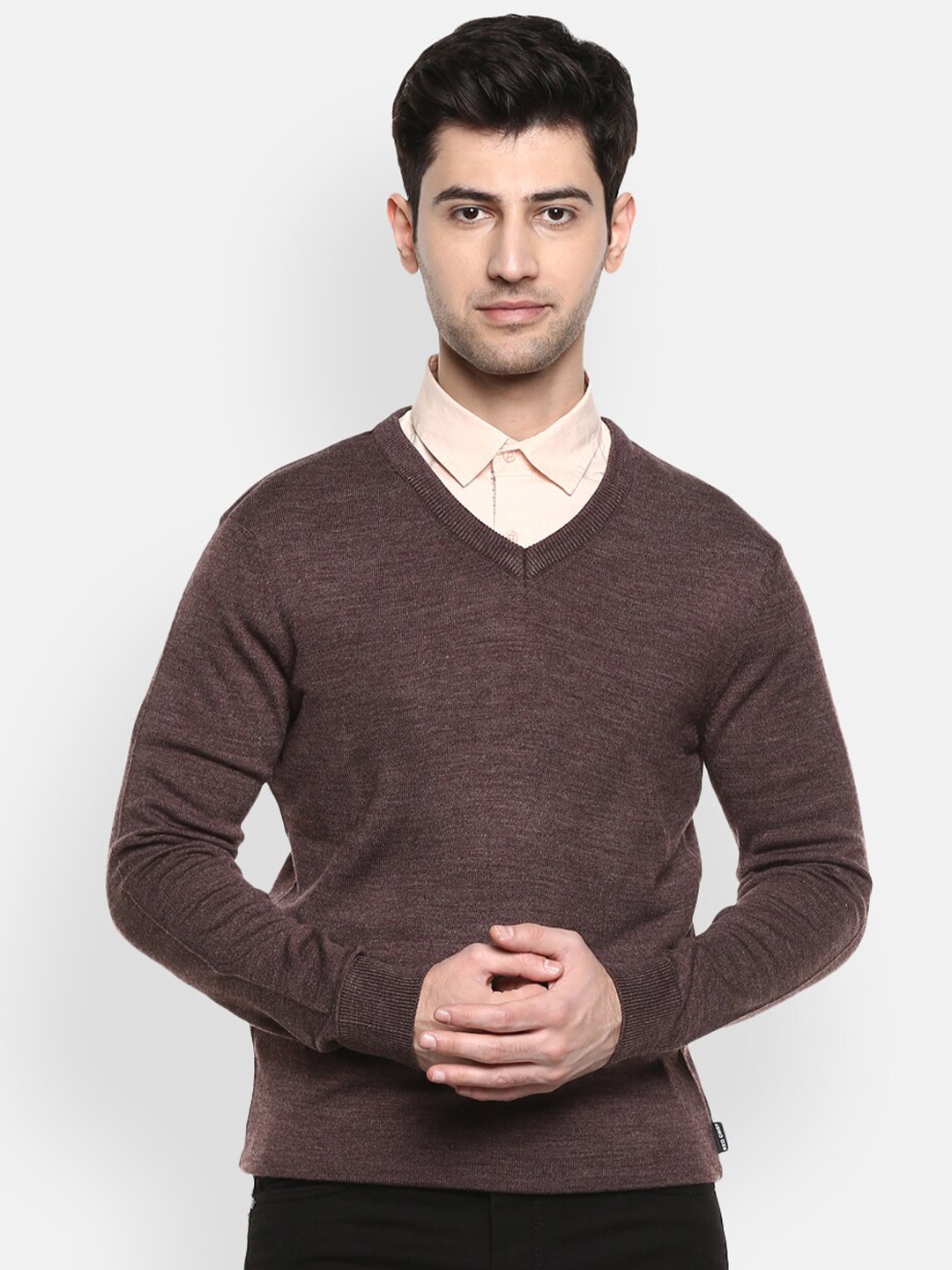 

Red Chief Men Brown V-Neck Regular Fit Pullover