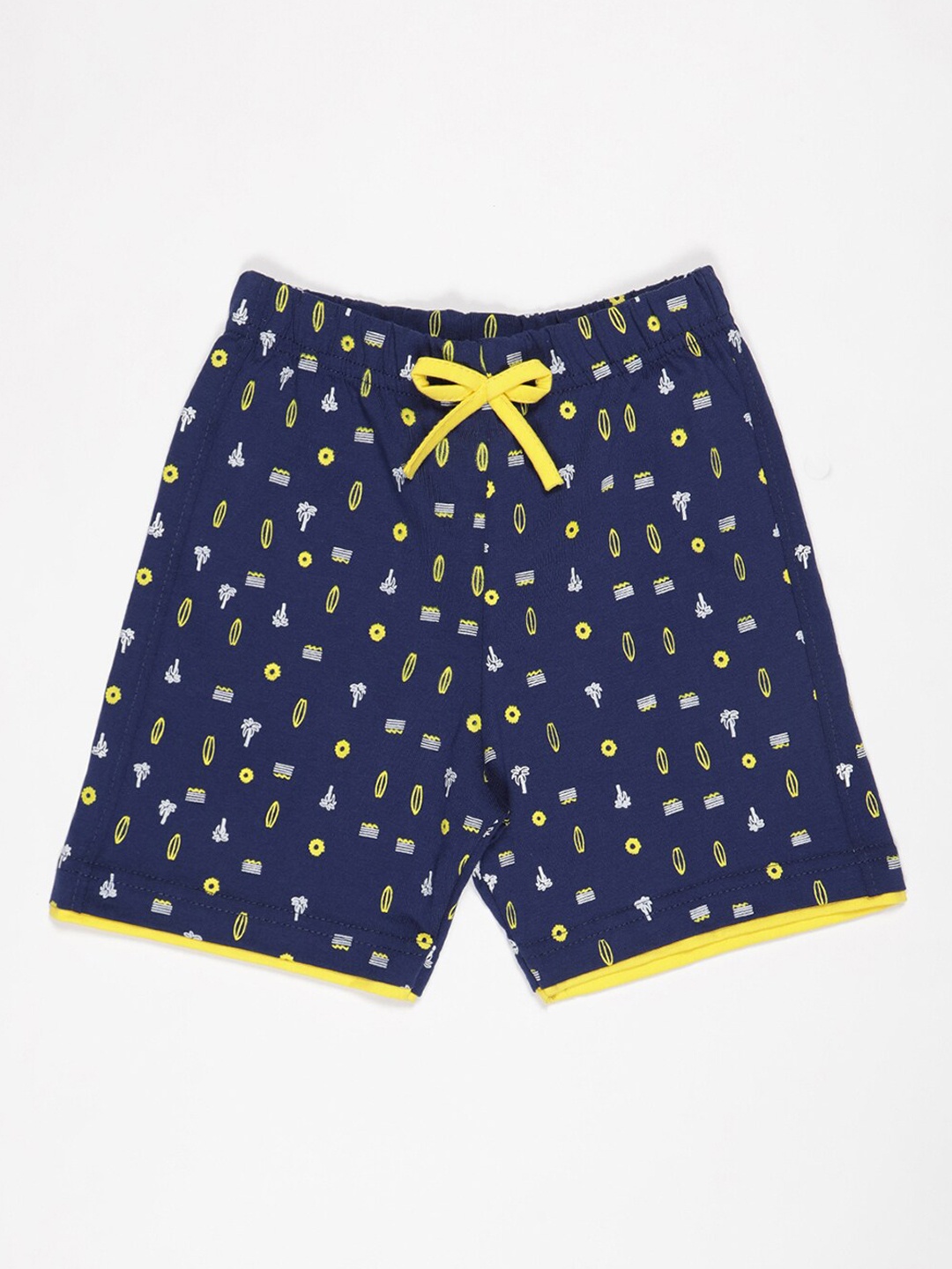 

V2 Value & Variety Boys Air Force Blue &Yellow Printed Shorts