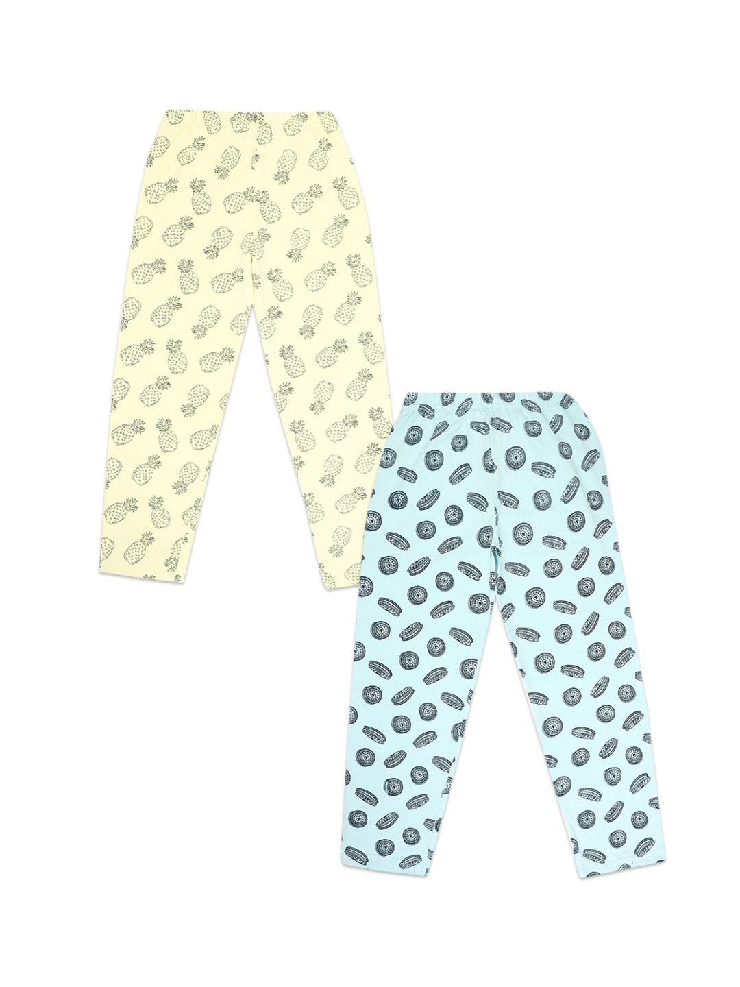 

VMart Girls Pack of 2 Yellow & Blue Printed Cotton Lounge Pants
