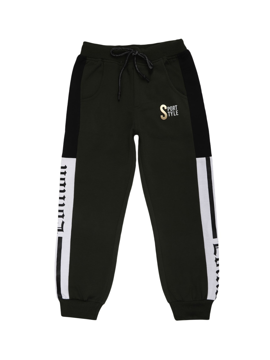 

V-Mart Boys Olive Green & White Printed Joggers