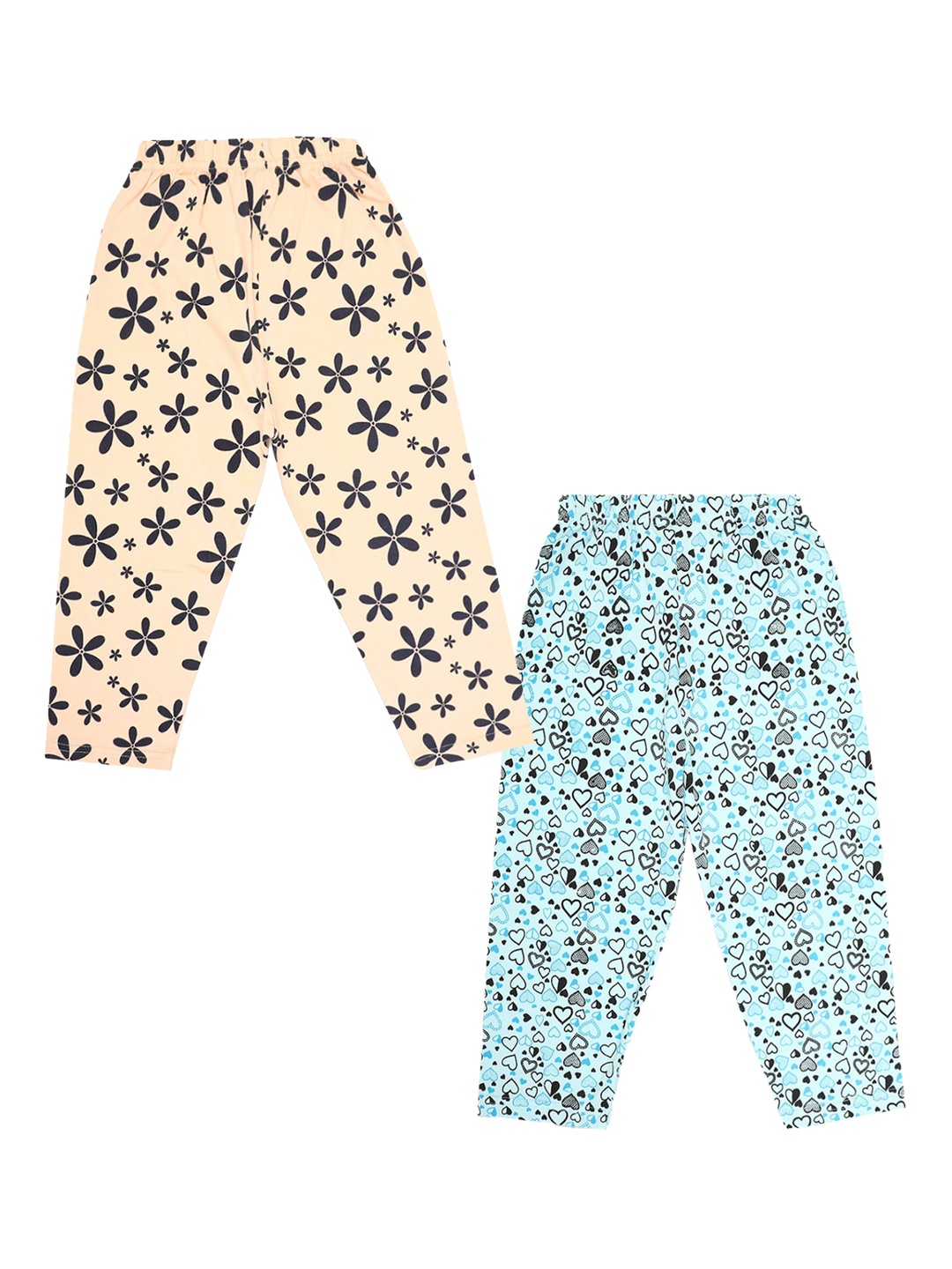 

V-Mart Girls Pack of 2 Printed Cotton Lounge Pants, Blue