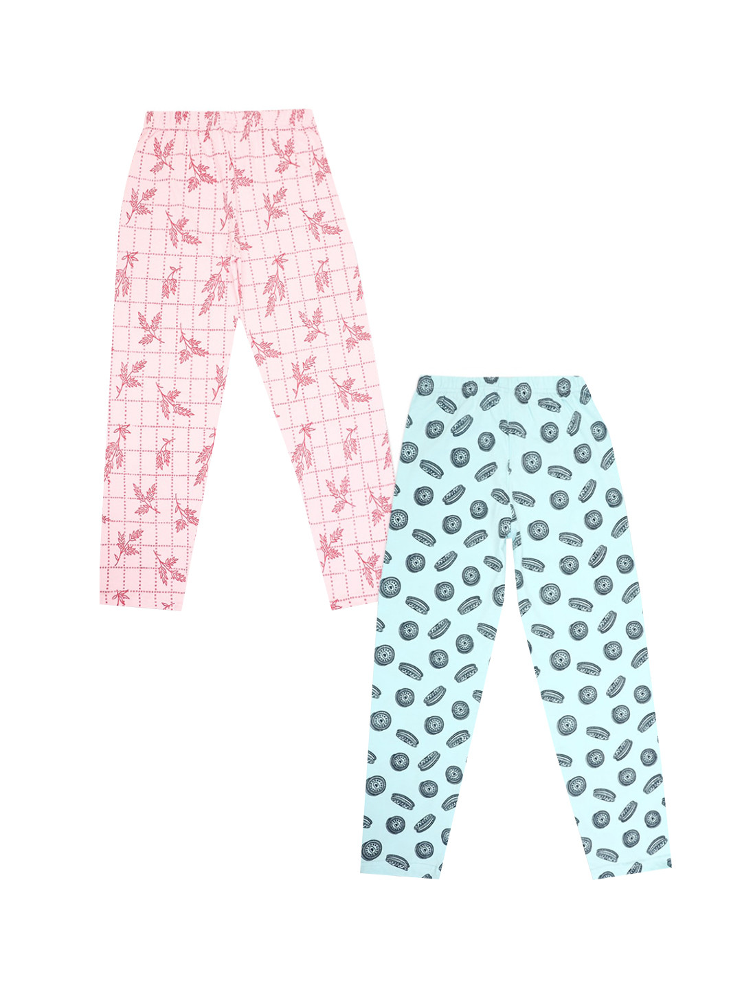 

V-Mart Girls Pink and Blue Pack of 2 Printed Cotton Lounge Pants