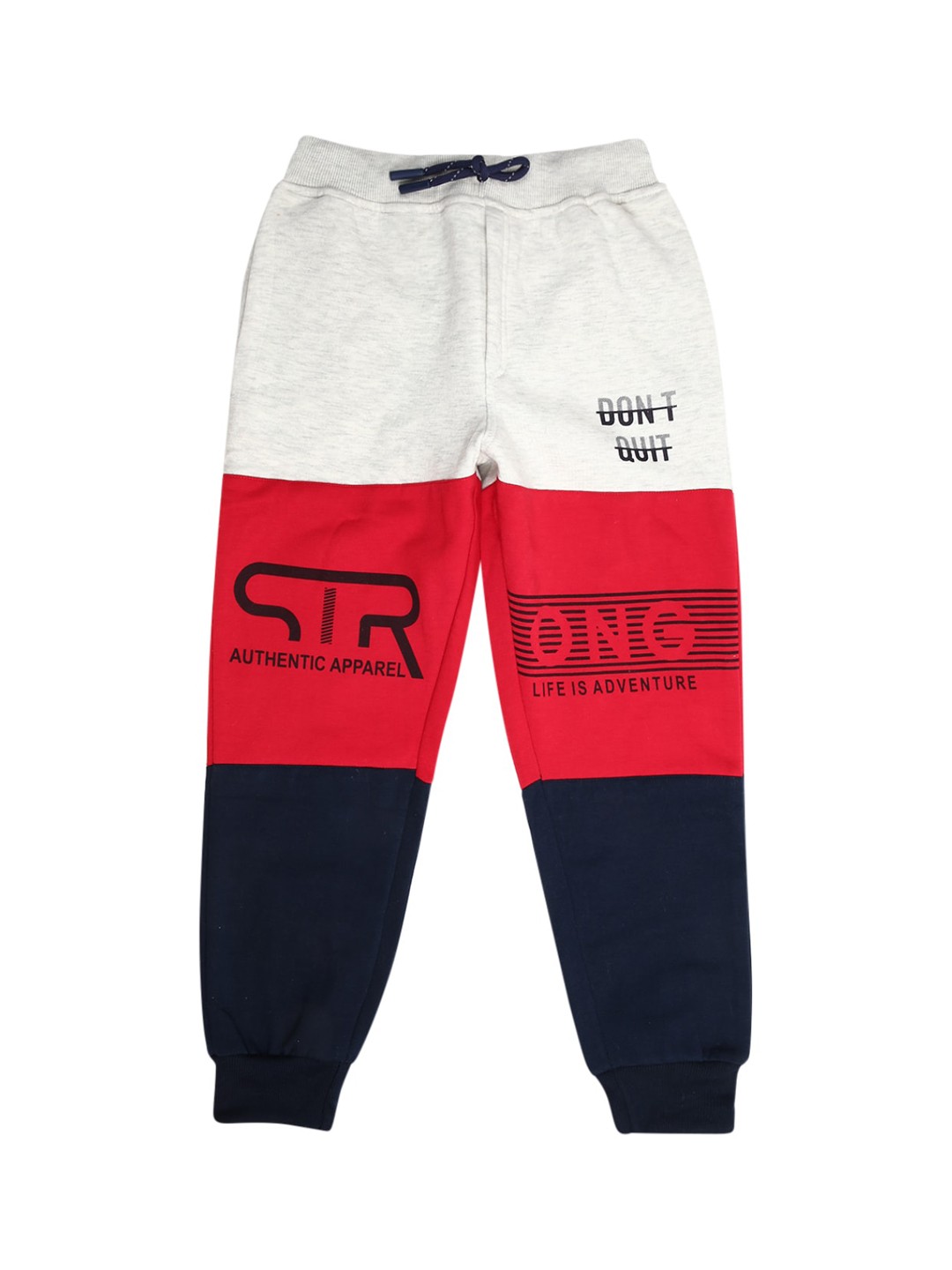

V-Mart Boys Grey Melange & Red Colourblocked Cotton Joggers