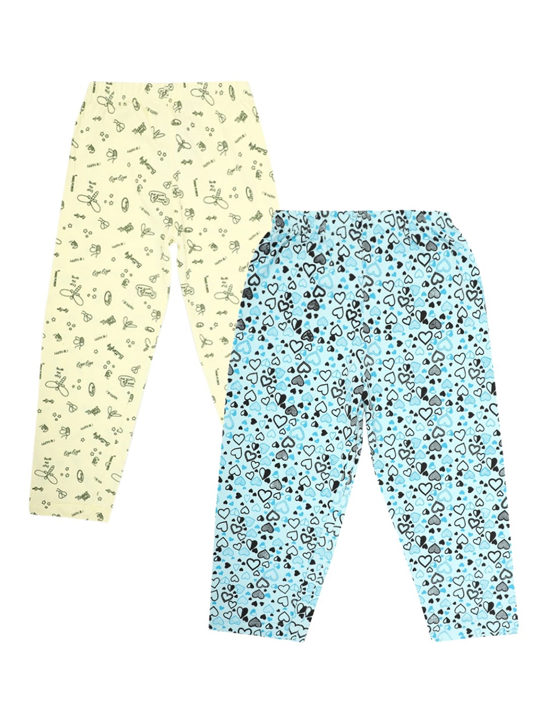 

V-Mart Girls Pack of 2 Blue & Yellow Printed Cotton Lounge Pants