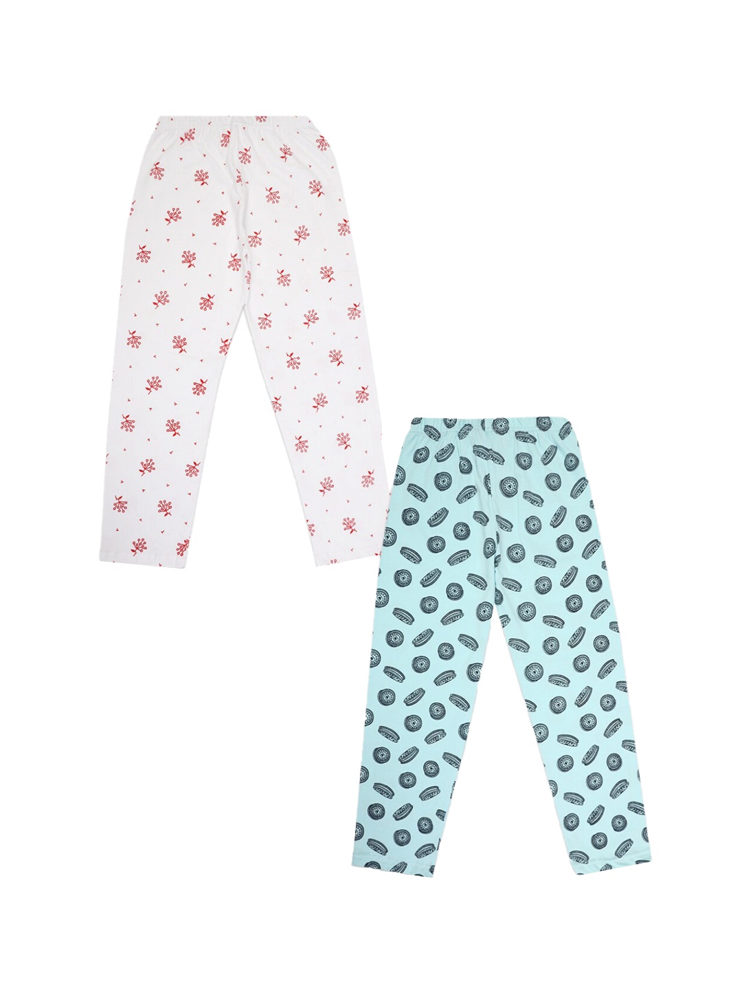 

VMart Girls Pack of 2 Blue & White Printed Cotton Lounge Pants